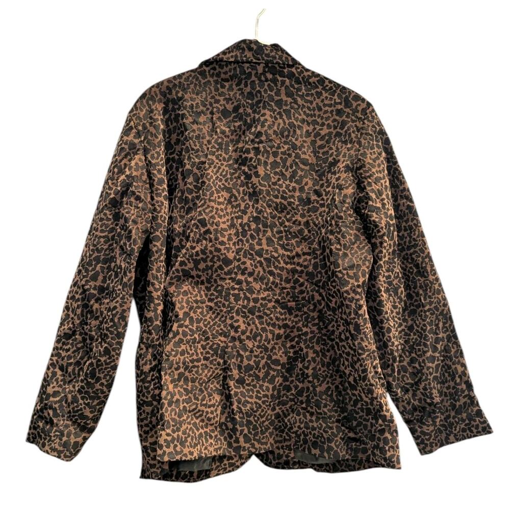 Denim & Co Velvet Leopard Animal Print Blazer Jacket Size XL B - Picture 2 of 5